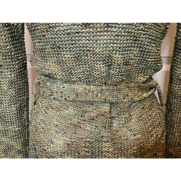 BCBG Max Azria Green Multicolor Long Knit Belted Cardigan, Size S - Picture 8 of 10